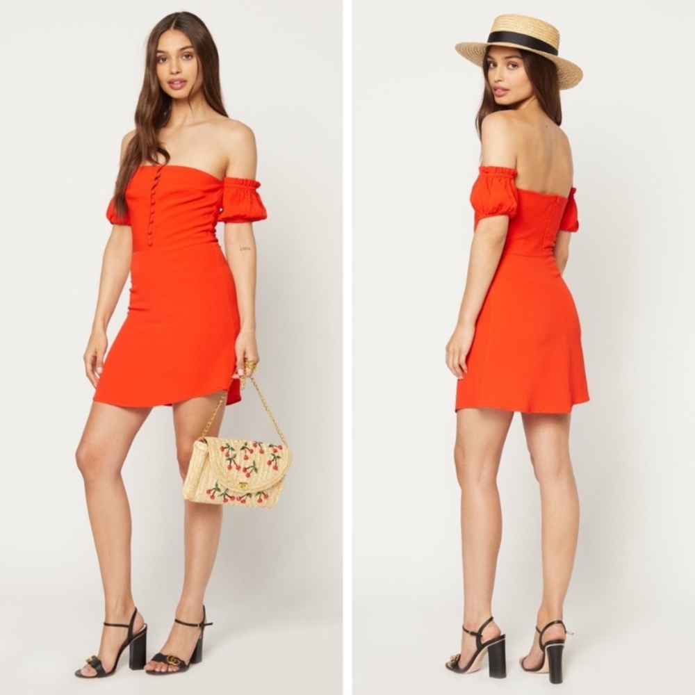 Flynn Skye Luna Mini Dress Red Hot Off-Shoulder Dress
